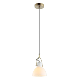 PENDENTE BAR 1XG9 BIVOLT 14X22CM METAL E VIDRO BRANCO E COBRE | BELLA ILUMINAÇÃO OP057B