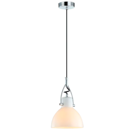 PENDENTE BAR 1XG9 BIVOLT 14X22CM METAL E VIDRO BRANCO E CROMADO | BELLA ILUMINAÇÃO OP057C PENDENTE BAR 1XG9 BIVOLT 14X22CM METAL E VIDRO BRANCO E CROMADO | BELLA ILUMINAÇÃO OP057C