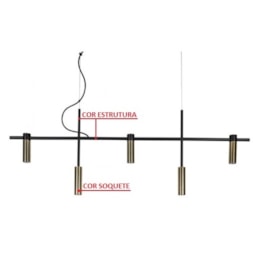 PENDENTE BARÃO RETANGULAR 121CM ALUMÍNIO | USINA 16815/5