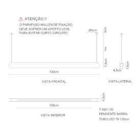 PENDENTE BARRA LINEAR TUBO LED T8 DE 120CM MADEIRA | GOLDEN-ART T620-130MD