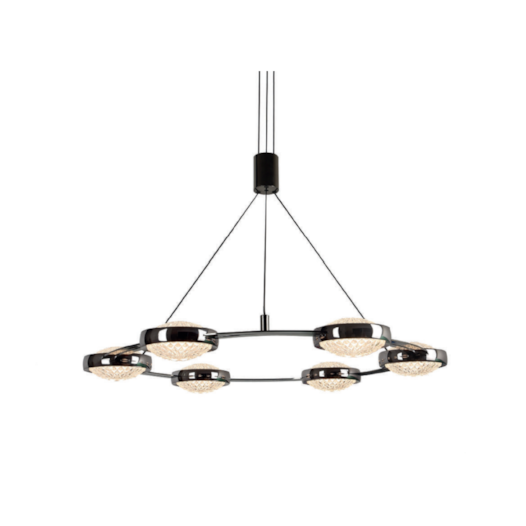 PENDENTE BEEP METAL E ACRÍLICO CROMO NEGRO E TRANSPARENTE 48W 3000K 2300LM| BELLA ILUMINAÇÃO KW010CN