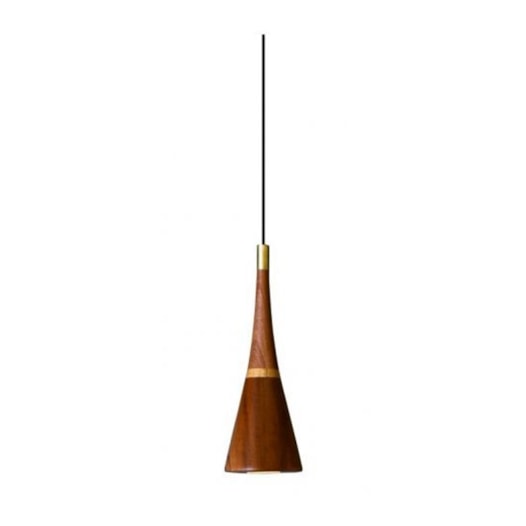 PENDENTE BELL I ASSINATURA LATTOOG Ø14X36CM MADEIRA E LATÃO CEREJEIRA E JEQUITIBÁ | NOVA HOME 3113