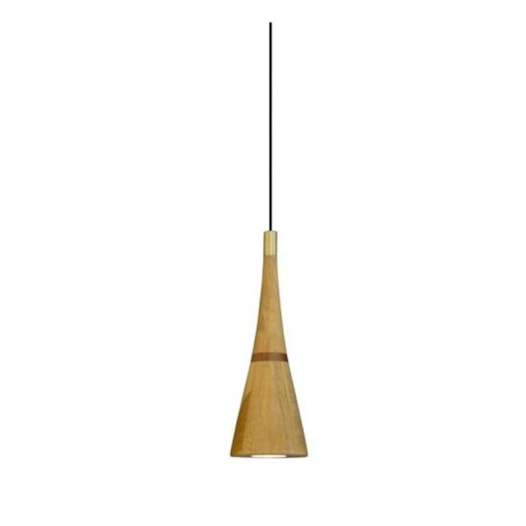 PENDENTE BELL II ASSINATURA LATTOOG Ø14X36CM MADEIRA E LATÃO CEREJEIRA E JEQUITIBÁ | NOVA HOME 3114