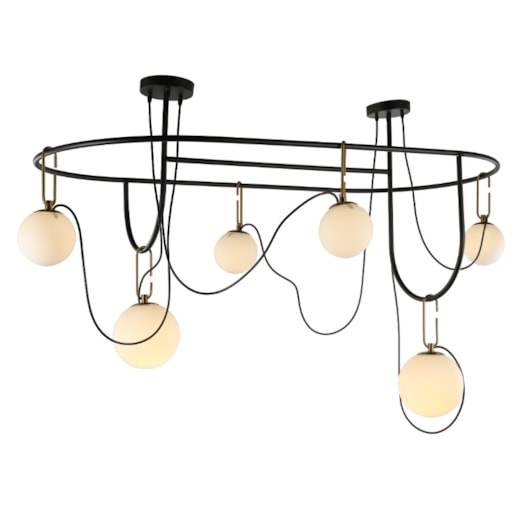 PENDENTE BERLOCK 169X93CM METAL E VIDRO PRETO, BRONZE E FOSCO | +LUZ PL-113/6.170BROPT PENDENTE BERLOCK 169X93CM METAL E VIDRO PRETO, BRONZE E FOSCO | +LUZ PL-113/6.170BROPT