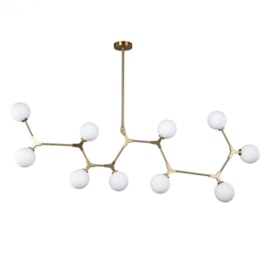 PENDENTE BHEO GR 50X188CM METAL E VIDRO DOURADO | NORDECOR 2026