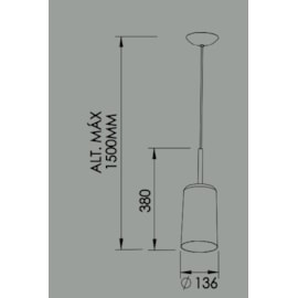 PENDENTE BILBOQUE 136X380MM CABO 5 METROS | NEWLINE - 109X PENDENTE BILBOQUE 136X380MM CABO 5 METROS | NEWLINE - 109X