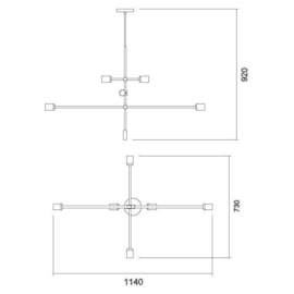 PENDENTE BLOSS 6L E27 1140X730X920MM | USINA 16450/6