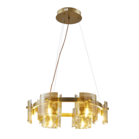 PENDENTE BOUZE CIN 60CM 6XG9 DOURADO E AMBAR | NORDECOR 2534