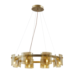 PENDENTE BOUZE CIN 80CM 8XG9 DOURADO E AMBAR | NORDECOR 2536