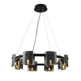 PENDENTE BOUZE CIN 80CM 8XG9 PRETO E FUME | NORDECOR 2535 PENDENTE BOUZE CIN 80CM 8XG9 PRETO E FUME | NORDECOR 2535