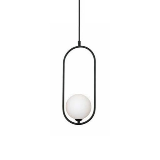 PENDENTE CADRE 17X12X40,5CM METAL PRETO E VIDRO GLOBO FOSCO BRANCO | STUDIOLUCE WHITE PD1333PT-BR