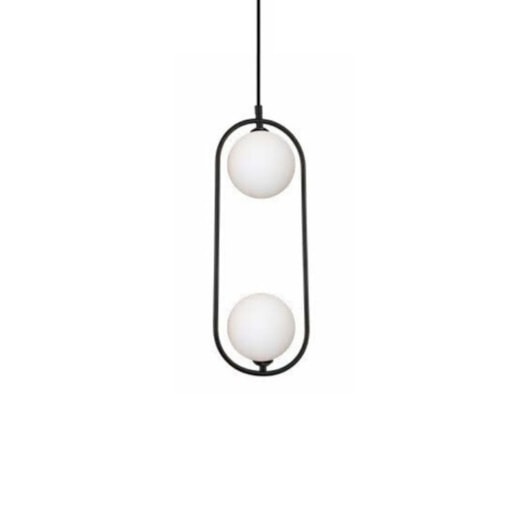 PENDENTE CADRE 17X12X48,5CM METAL PRETO E VIDRO GLOBO FOSCO BRANCO | STUDIOLUCE WHITE PD1334PT-BR