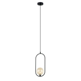 PENDENTE CADRE LED 5W 40,5X17X12CM METAL PRETO E VIDRO CHAMPAGNE | STUDIOLUCE PD1333PT