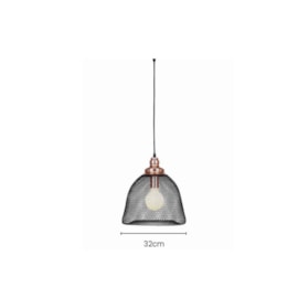 PENDENTE CAGE ARAMADO Ø32CM METAL PRETO E ROSE GOLD | SKYLIGHT SKY-3034