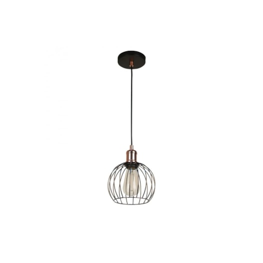 PENDENTE CAGE ARAMADO REDONDO Ø18X22CM METAL COBRE E PRETO | BELLA ILUMINAÇÃO JY010 PENDENTE CAGE ARAMADO REDONDO Ø18X22CM METAL COBRE E PRETO | BELLA ILUMINAÇÃO JY010