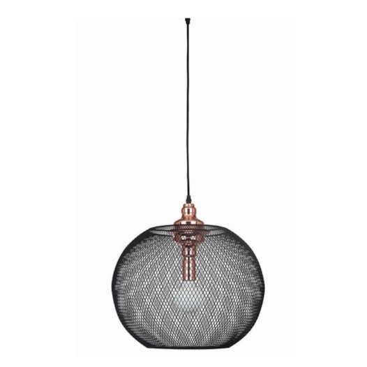 PENDENTE CAGE ARAMADO REDONDO Ø50CM METAL PRETO E ROSE GOLD | SKYLIGHT SKY-3032