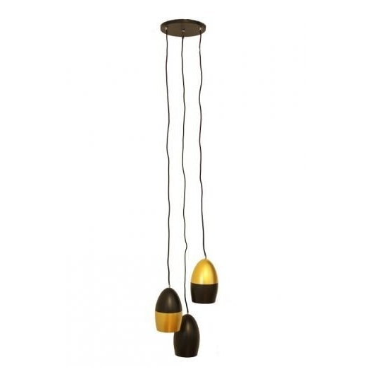 PENDENTE CASCADE TRIPLO 3XE27 Ø18CM ALUMÍNIO PRETO FOSCO E DOURADO | NOVA HOME 3027 PENDENTE CASCADE TRIPLO 3XE27 Ø18CM ALUMÍNIO PRETO FOSCO E DOURADO | NOVA HOME 3027