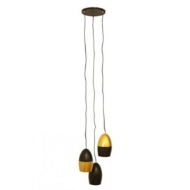 PENDENTE CASCADE TRIPLO 3XE27 Ø18CM ALUMÍNIO PRETO FOSCO E DOURADO | NOVA HOME 3027 PENDENTE CASCADE TRIPLO 3XE27 Ø18CM ALUMÍNIO PRETO FOSCO E DOURADO | NOVA HOME 3027
