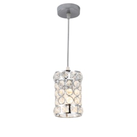 PENDENTE CILÍNDRICO Ø10X15CM CRISTAL E METAL CROMADO | SINDORA DCD00747 PENDENTE CILÍNDRICO Ø10X15CM CRISTAL E METAL CROMADO | SINDORA DCD00747