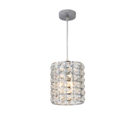 PENDENTE CILÍNDRICO Ø13X16CM CRISTAL E METAL CROMADO | SINDORA DCD00744 PENDENTE CILÍNDRICO Ø13X16CM CRISTAL E METAL CROMADO | SINDORA DCD00744