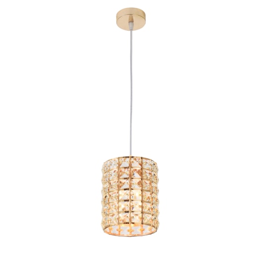 PENDENTE CILÍNDRICO Ø13X16CM CRISTAL E METAL DOURADO | SINDORA DCD00184 PENDENTE CILÍNDRICO Ø13X16CM CRISTAL E METAL DOURADO | SINDORA DCD00184