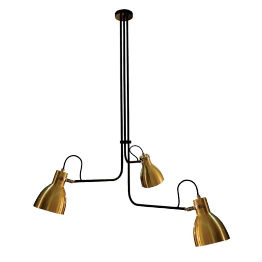 PENDENTE CLIP 3XE27 98X70X70CM AÇO PRETO E DOURADO ESCOVADO | NOVA HOME 3064 PENDENTE CLIP 3XE27 98X70X70CM AÇO PRETO E DOURADO ESCOVADO | NOVA HOME 3064