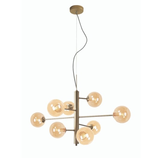 PENDENTE COSMOS 8 BRAÇOS C/ GLOBO 8XG9 45X90X67CM METAL E VIDRO BRONZE E CHAMPANHE | STUDIOLUCE WHITE PD1430CH