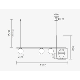 PENDENTE CRUZE RETANGULAR 50X112X12CM ALUMÍNIO E VIDRO | SPOTLINE 867/1