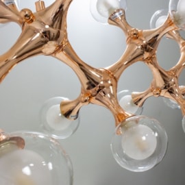 PENDENTE DNA 16XG9 91X27X40CM METAL COBRE E VIDRO TRANSPARENTE FOSCO | STUDIOLUCE WHITE PD1298G PENDENTE DNA 16XG9 91X27X40CM METAL COBRE E VIDRO TRANSPARENTE FOSCO | STUDIOLUCE WHITE PD1298G