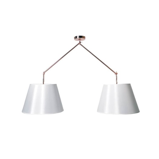 PENDENTE DOME 30X78CM METAL COBRE E CÚPULA DE TECIDO BRANCO | STUDIOLUCE WHITE PD948-CO