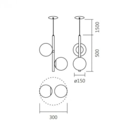 PENDENTE DOUBLE 50X15X30CM ALUMÍNIO E VIDRO | SPOTLINE 784/2 PENDENTE DOUBLE 50X15X30CM ALUMÍNIO E VIDRO | SPOTLINE 784/2
