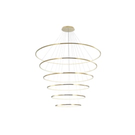 PENDENTE DOURADO 6 ANEIS LED BENSON AÇO INOX E SILICONE DOURADO  209W  3000K | HEVVY 1228 SL-0516/H6 GD PENDENTE DOURADO 6 ANEIS LED BENSON AÇO INOX E SILICONE DOURADO  209W  3000K | HEVVY 1228 SL-0516/H6 GD
