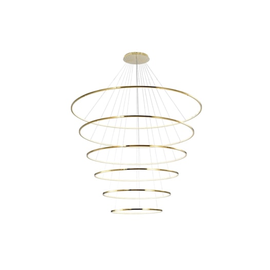 PENDENTE DOURADO 6 ANEIS LED BENSON AÇO INOX E SILICONE DOURADO  209W  3000K | HEVVY 1228 SL-0516/H6 GD PENDENTE DOURADO 6 ANEIS LED BENSON AÇO INOX E SILICONE DOURADO  209W  3000K | HEVVY 1228 SL-0516/H6 GD