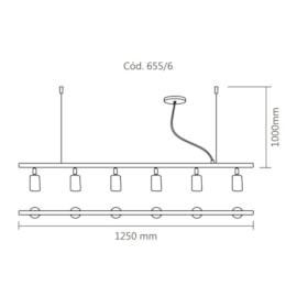 PENDENTE EMPIRE 6L E27 100X125CM | SPOTLINE 655/6