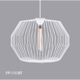 PENDENTE FILO 1X E27 Ø60X200CM METAL BRANCO/MADEIRA | FLAVO FP1090BT