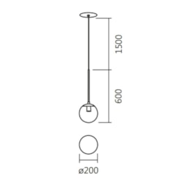 PENDENTE GLASS REDONDO Ø20X60CM ALUMÍNIO E VIDRO | SPOTLINE 782/20