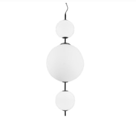 PENDENTE GLOBO 3000K 25W 108X40CM METAL E VIDRO OPALINO E PRETO | BELLA ILUMINAÇÃO GLO1PD01OP10