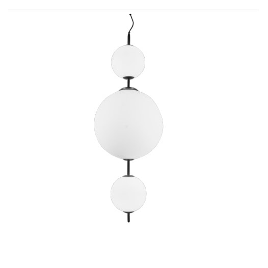 PENDENTE GLOBO 3000K 25W 108X40CM METAL E VIDRO OPALINO E PRETO | BELLA ILUMINAÇÃO GLO1PD01OP10