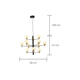 PENDENTE HARPIA METAL E VIDRO PRETO 12XG9 | HEVVY 1134 SL-5934/H12 BK+COP PENDENTE HARPIA METAL E VIDRO PRETO 12XG9 | HEVVY 1134 SL-5934/H12 BK+COP