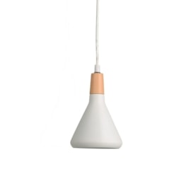 PENDENTE HORN Ø12,5X19CM METAL E MADEIRA BRANCO | STUDIOLUCE WHITE QPD1063-BR