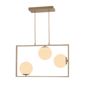 PENDENTE IBBA 35X60X15CM METAL E VIDRO DOURADO | NORDECOR 2298