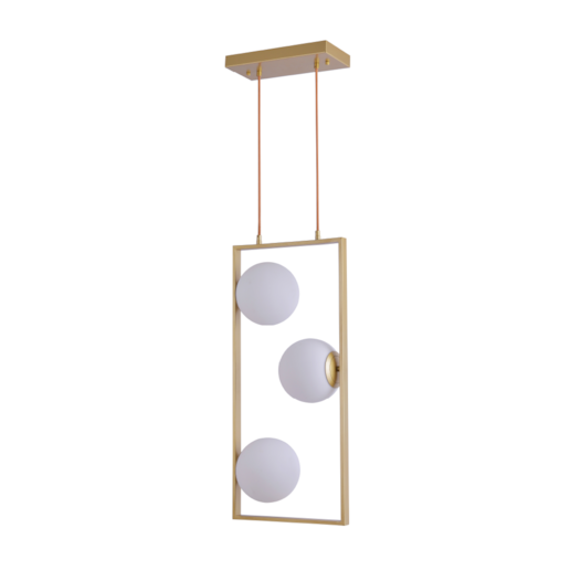 PENDENTE IBBA 65X30X15CM METAL E VIDRO DOURADO | NORDECOR 2299