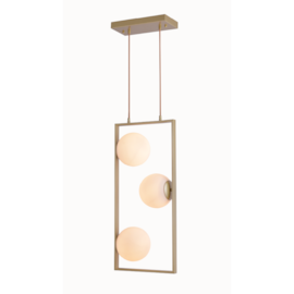 PENDENTE IBBA 65X30X15CM METAL E VIDRO DOURADO | NORDECOR 2299