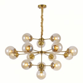 PENDENTE JABUTICABA Ø100X60CM METAL E VIDRO DOURADO | NORDECOR 2129