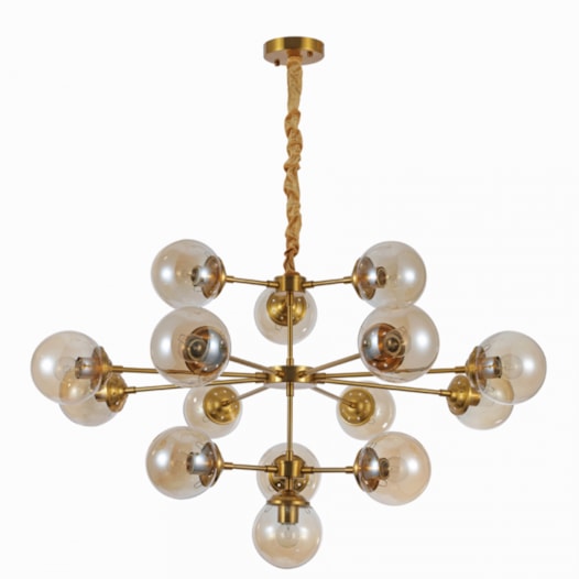 PENDENTE JABUTICABA Ø100X60CM METAL E VIDRO DOURADO | NORDECOR 2129