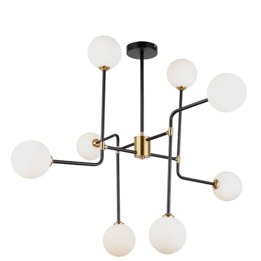 PENDENTE JOULIE 90CM METAL E VIDRO PRETO, DOURADO E BRANCO FOSCO | SKYLIGHT SKY-3090PT PENDENTE JOULIE 90CM METAL E VIDRO PRETO, DOURADO E BRANCO FOSCO | SKYLIGHT SKY-3090PT