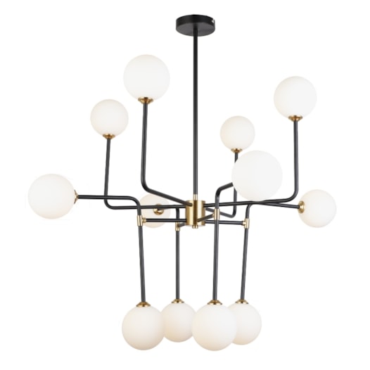 PENDENTE JOULIE 90CM METAL E VIDRO PRETO, DOURADO E BRANCO FOSCO | SKYLIGHT SKY-3092PT PENDENTE JOULIE 90CM METAL E VIDRO PRETO, DOURADO E BRANCO FOSCO | SKYLIGHT SKY-3092PT