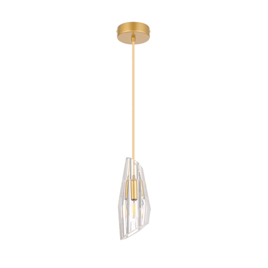 PENDENTE KARY Ø9,5X25CM CRISTAL E ALUMÍNIO OURO FOSCO | NORDECOR 2588