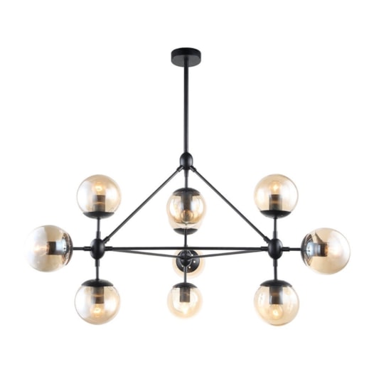 PENDENTE KAUANY  METAL PRETO COM VIDRO AMBAR | ADN+ 817/10 PENDENTE KAUANY  METAL PRETO COM VIDRO AMBAR | ADN+ 817/10