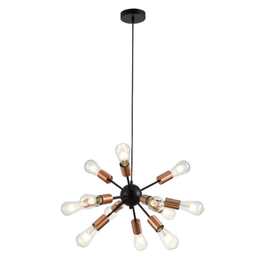 PENDENTE KIEV Ø43X31CM METAL PRETO COM DETALHE EM METAL COBRE | STUDIOLUCE WHITE QPD131412 PENDENTE KIEV Ø43X31CM METAL PRETO COM DETALHE EM METAL COBRE | STUDIOLUCE WHITE QPD131412